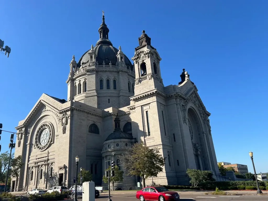 Historic church with grand architecture and domed towers.