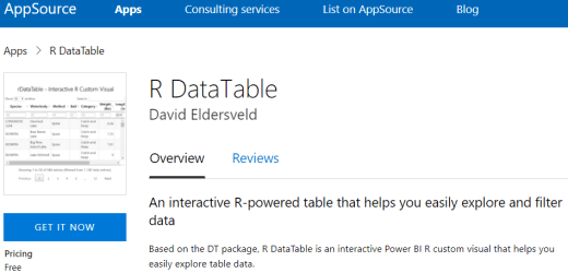 Introducing “R DataTable” Custom Visual for Power BI