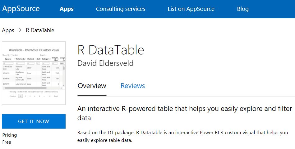 Introducing “R DataTable” Custom Visual for Power BI