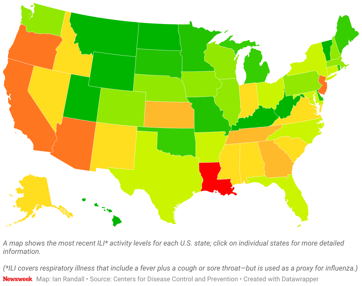 Map Shows Flu Rates Across US Newsweek Full.