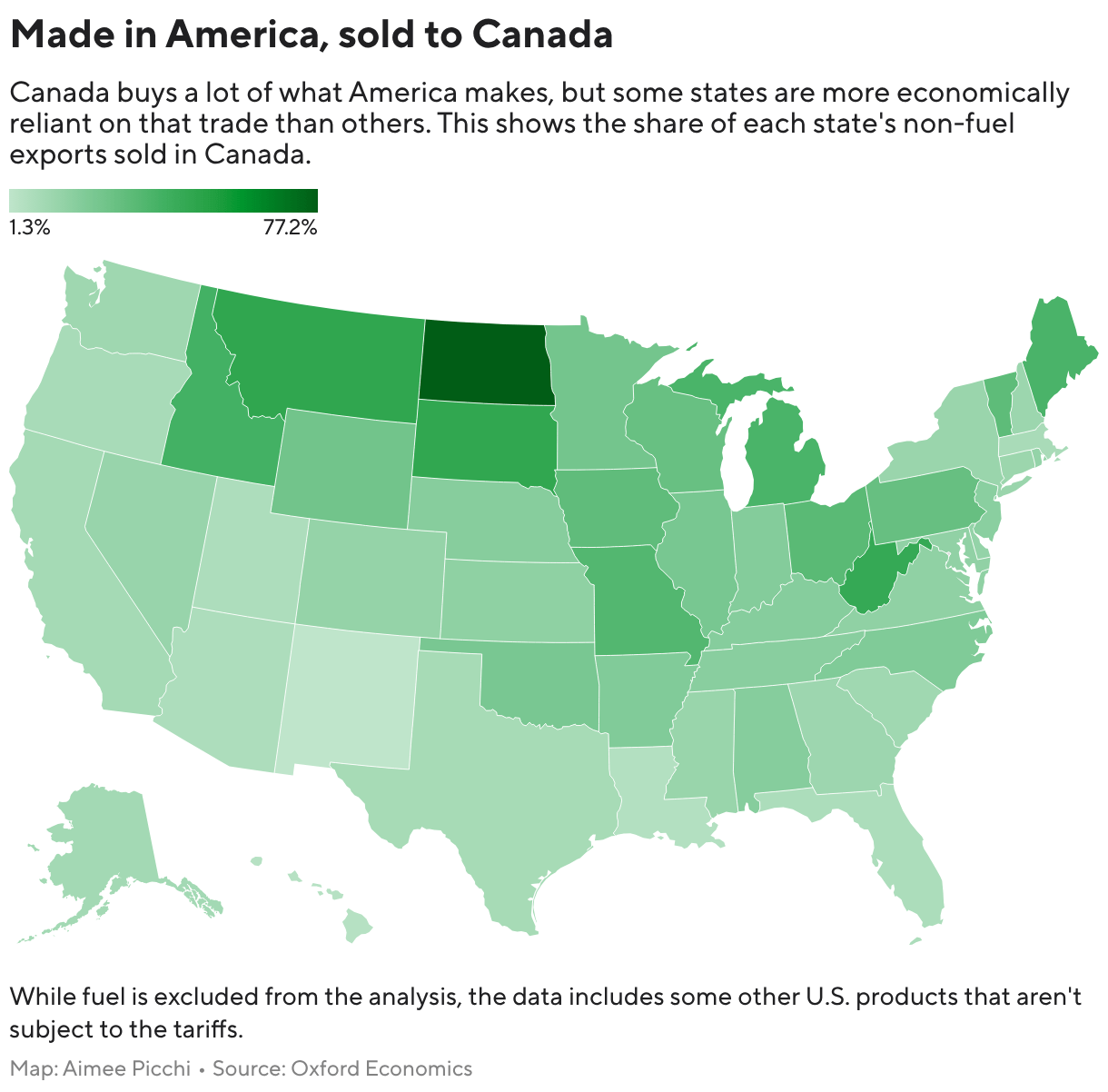 Canada’s tariffs target certain U.S. states. See which regions are most vulnerable. Canada’s tariffs target certain U.S. states. See which regions are most vulnerable.
