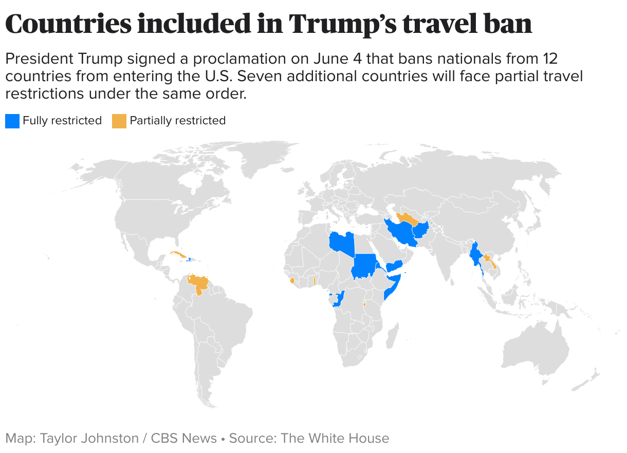Trump Travel Ban Map And List Show Which Countries Are Affected By New Full 