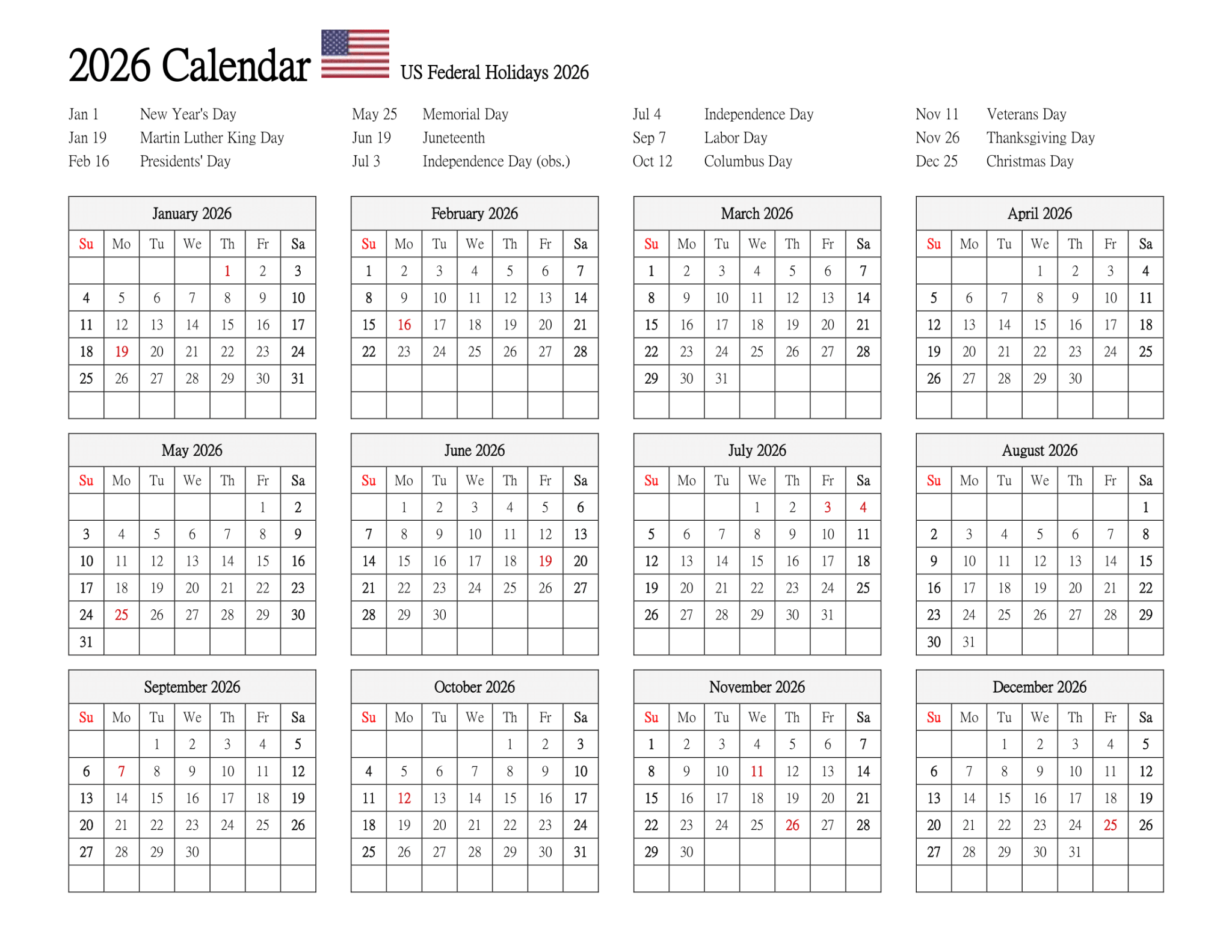 Printable 2026 Calendar With US Holidays One Page PDF Year 2026 Calendar 2048x1583 