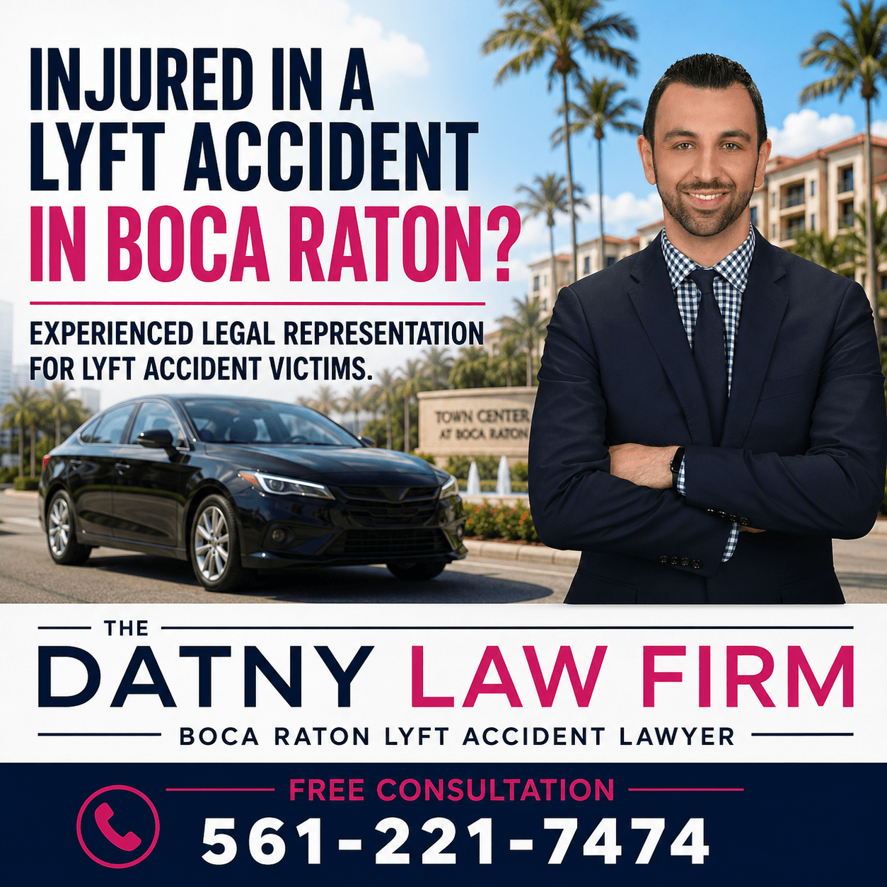 Boca Raton Lyft Car Accident Lawyer. Free consultation. Call 561-221-7474