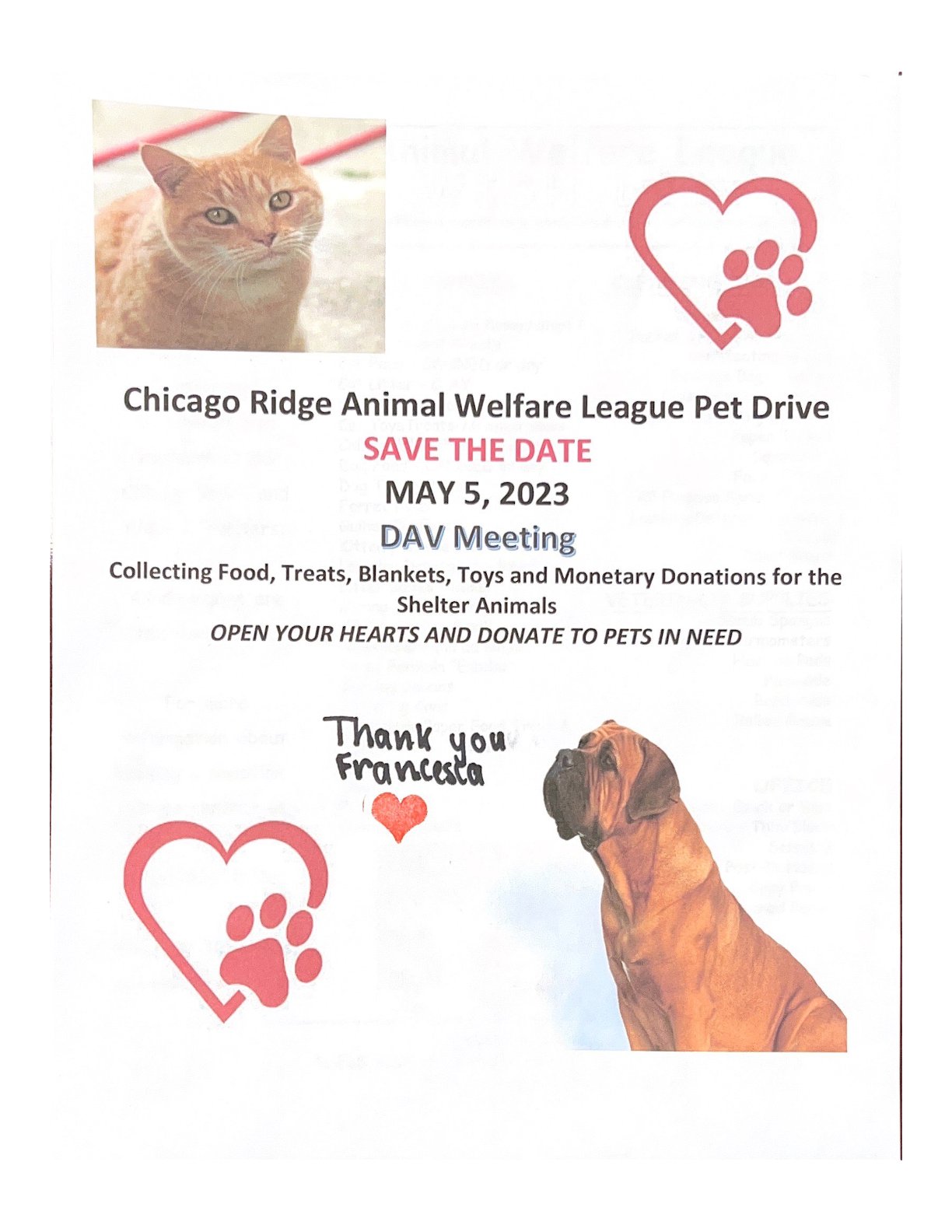 Chicago ridge animal welfare league pet drive