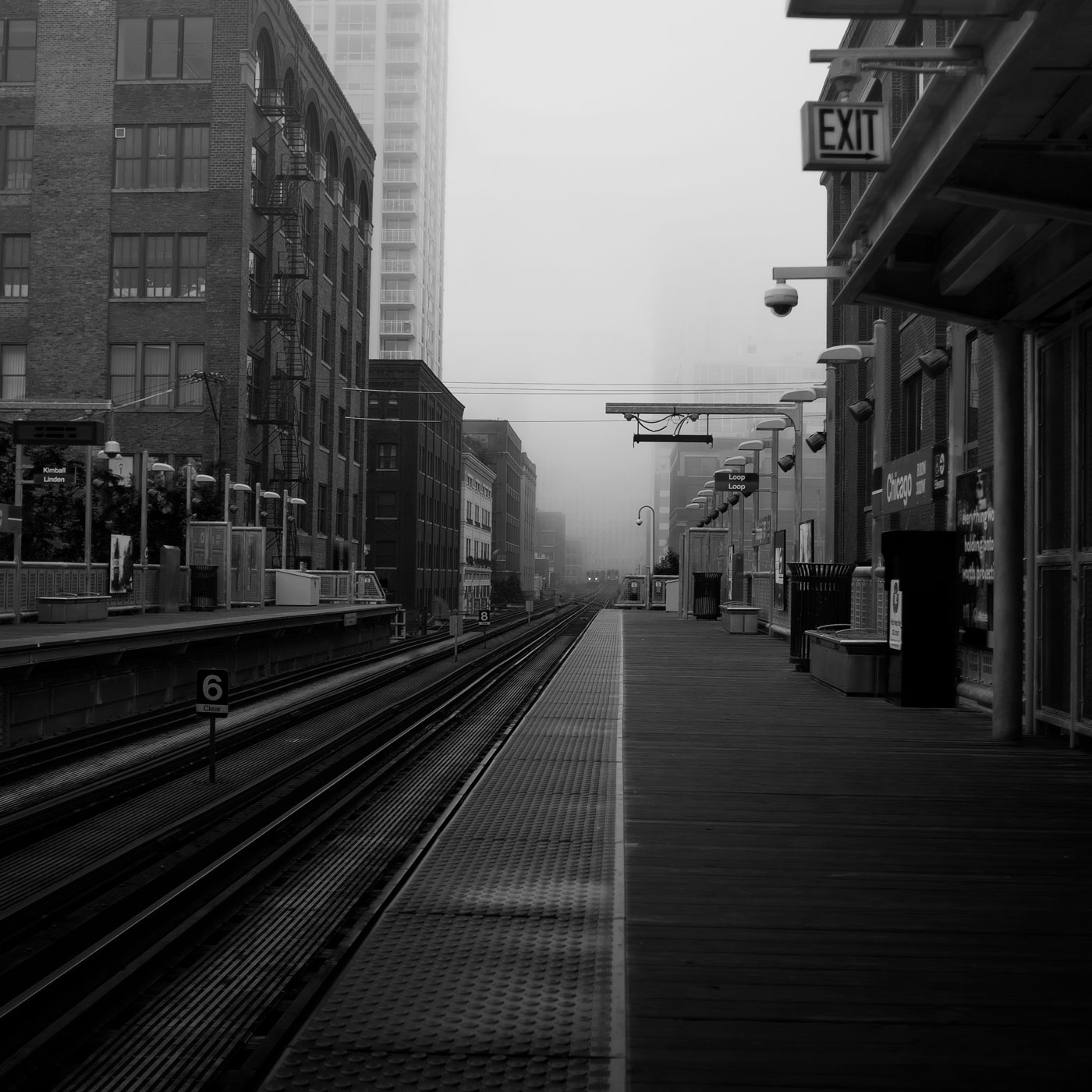 EL Station in Fog, Chicago