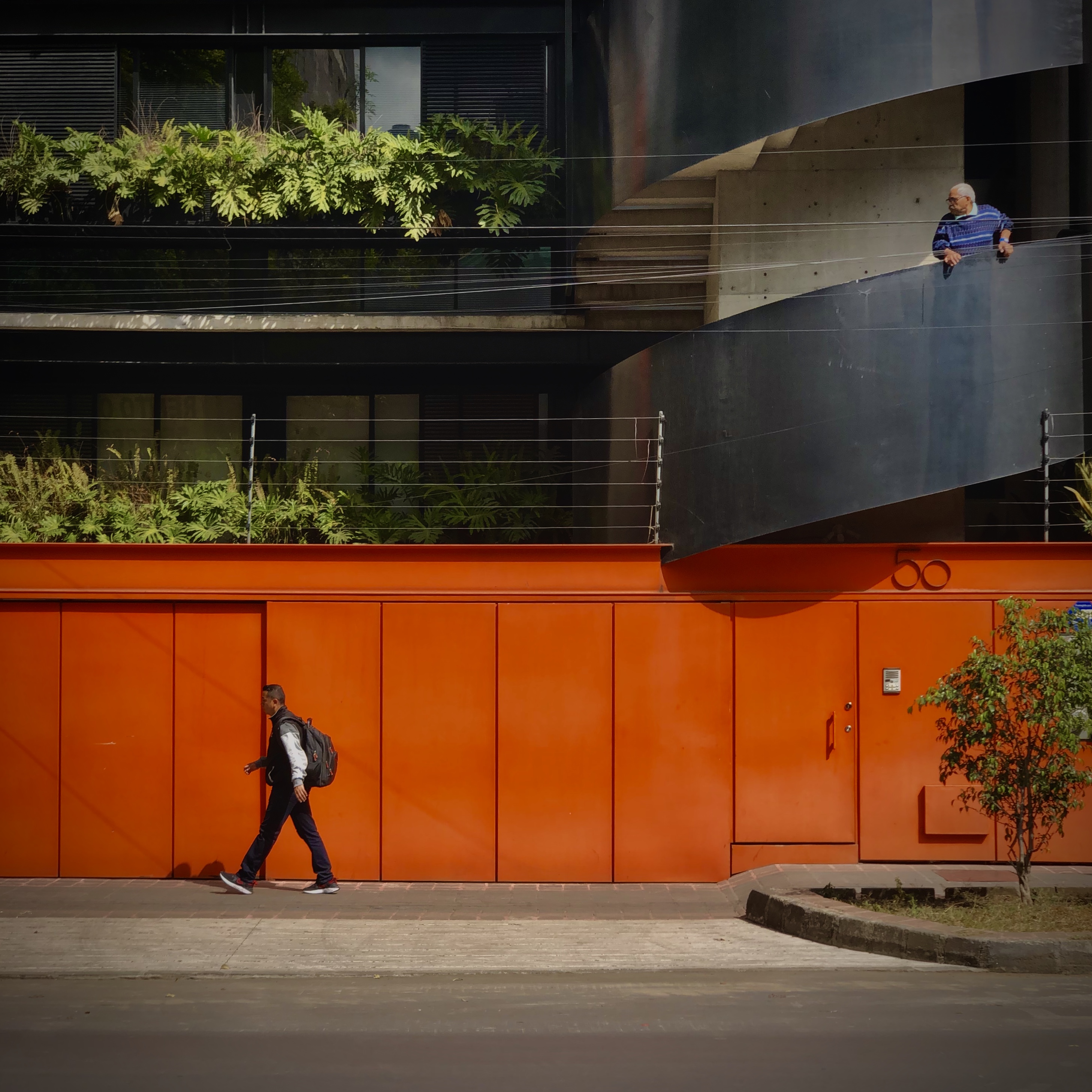 Orange Wall, Spiral Staircase