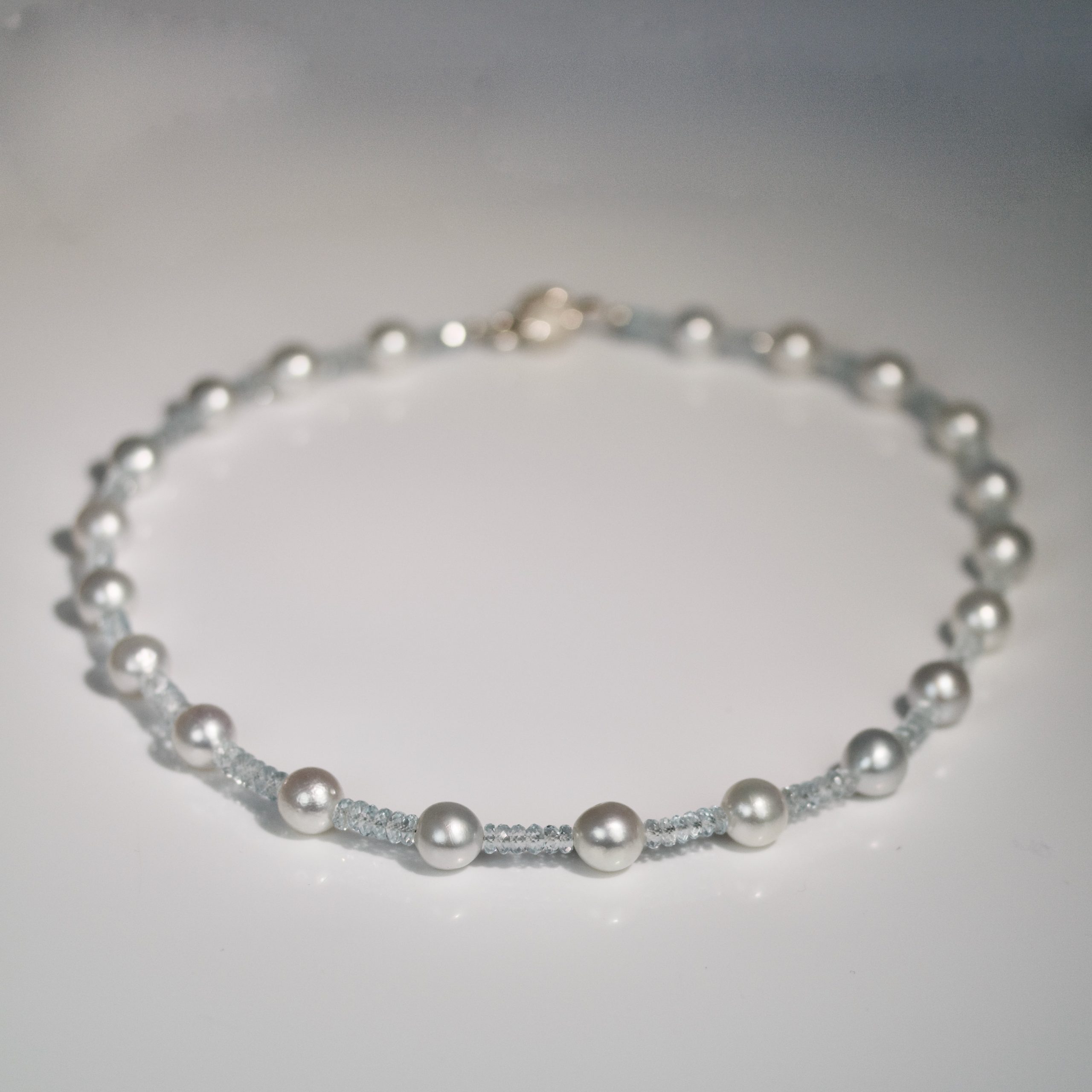 Southsea pearl & aquamarine necklace David Ashton Jewellery