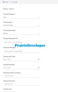 Creating a PowerApp from a SharePoint List - New Item Form