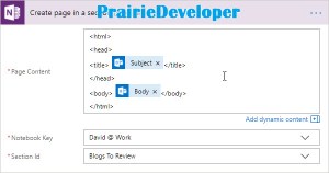 Updating a OneNote Book from Outlook - Configure OneNote Page Action
