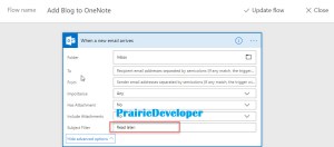 Updating a OneNote Book from Outlook - Set Email Trigger