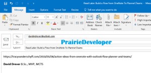 Updating a OneNote Book from Outlook - Testing Email to OneNote Cleaner Run