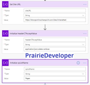Setting SharePoint List-Item Level Security With Microsoft Flow - Set Flow Variables