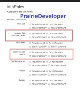 Install SharePoint 2019 with AutoSPInstaller - Min Role Options