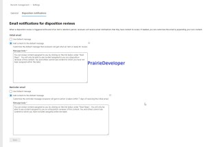 Information and Records Management in M365 - Custom Disposition Configurations - Customize Disposition Email Notification Messages
