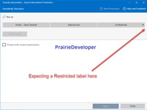 Encrypting MIP Label Missing in the Sensitivity Drop-Down - MIP Client missing it too