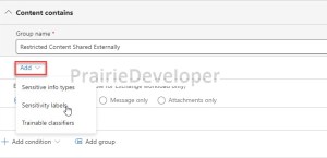 Creating a Safelist with Data Loss Prevention - Add Sensitivity Label Check