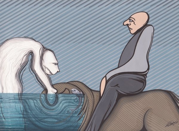 "Der Aufseher" mixed Media, 30cm x 21cm, 2008