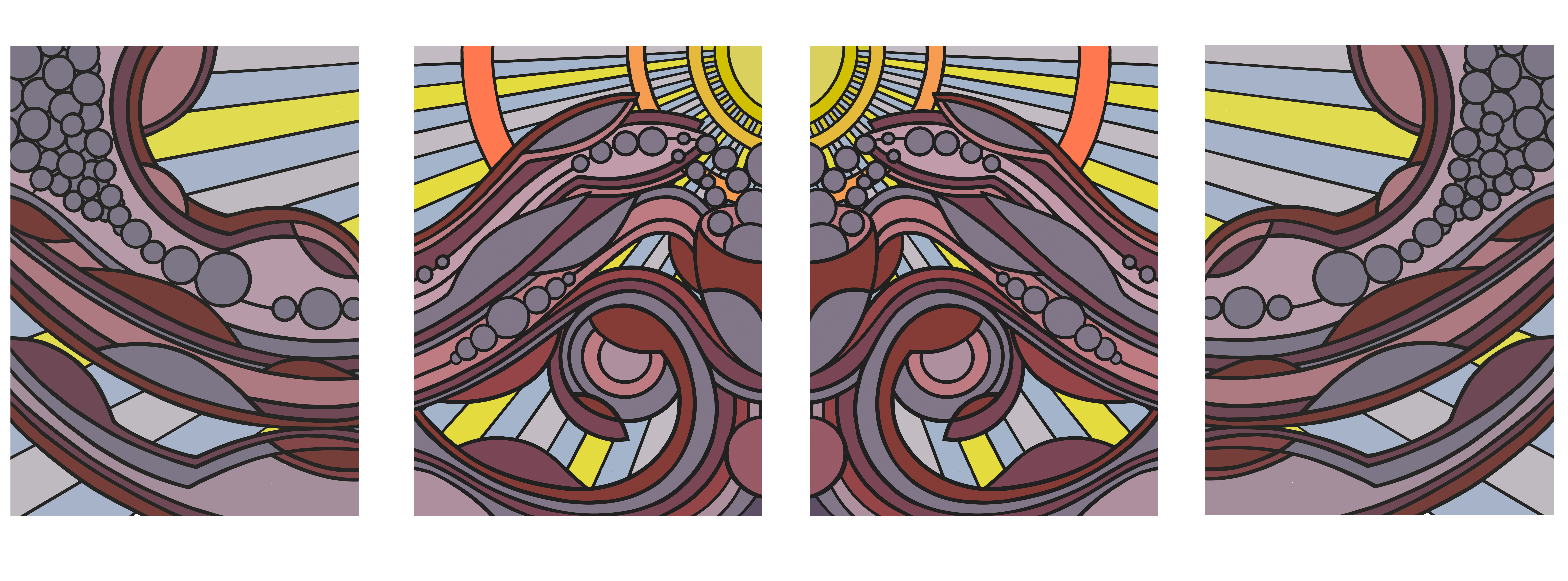 "The Spirit of Wine" Acryl auf Leinwand, 2019, 4-Teilig á 60cm x 80cm