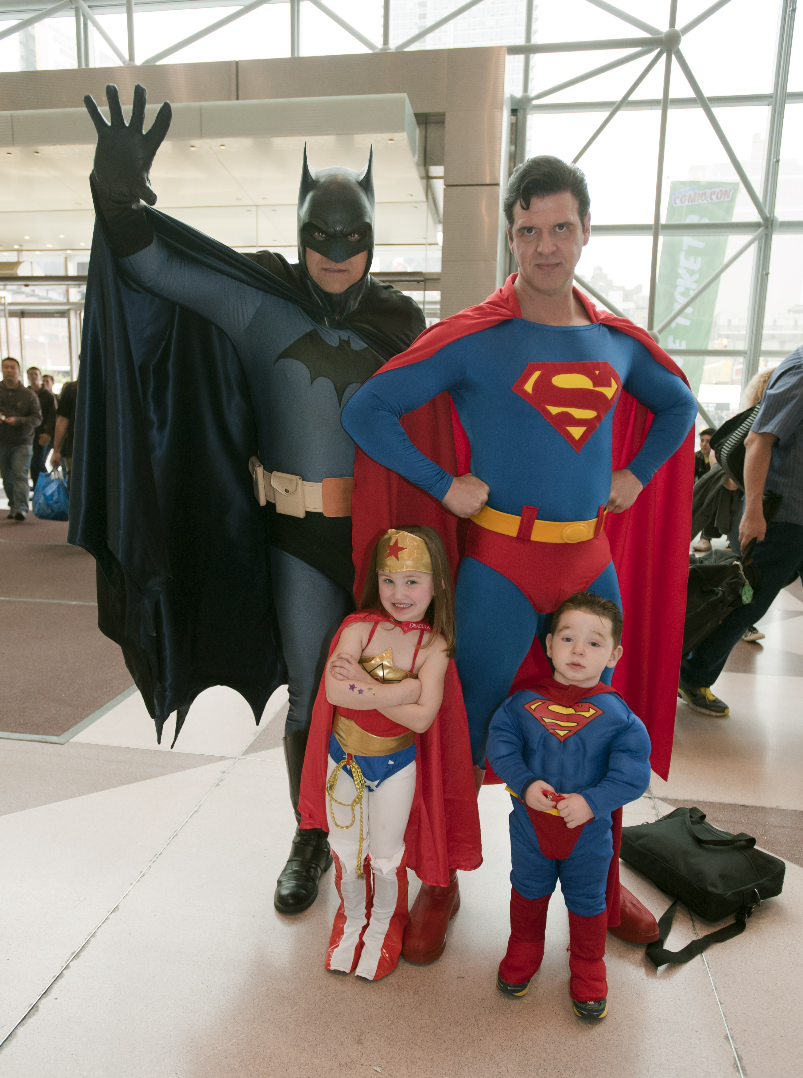 John Whitt as Batman and Greg Carlson as Superman, getting ready to enter Comic Con at the Javits Center, NYC.