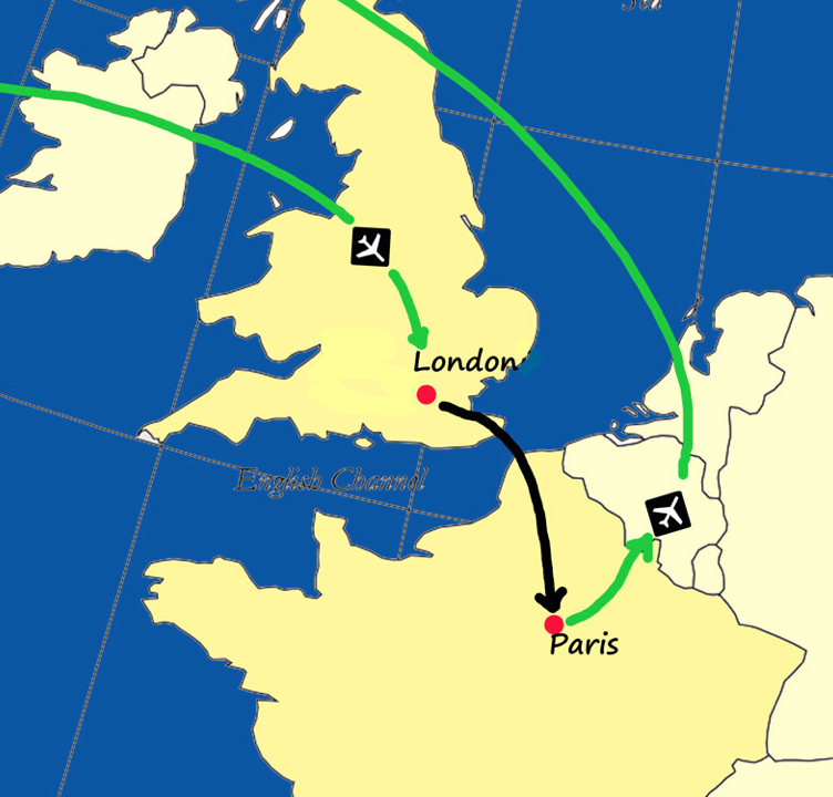 Map Of London And Paris David McGuffin Exploring Europe Tour Operator & Travel Information
