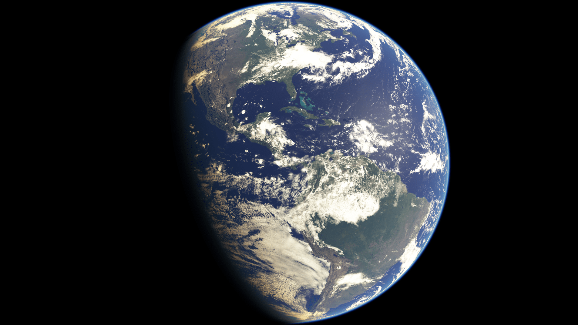 Earth rendered with default atmospheric scattering settings