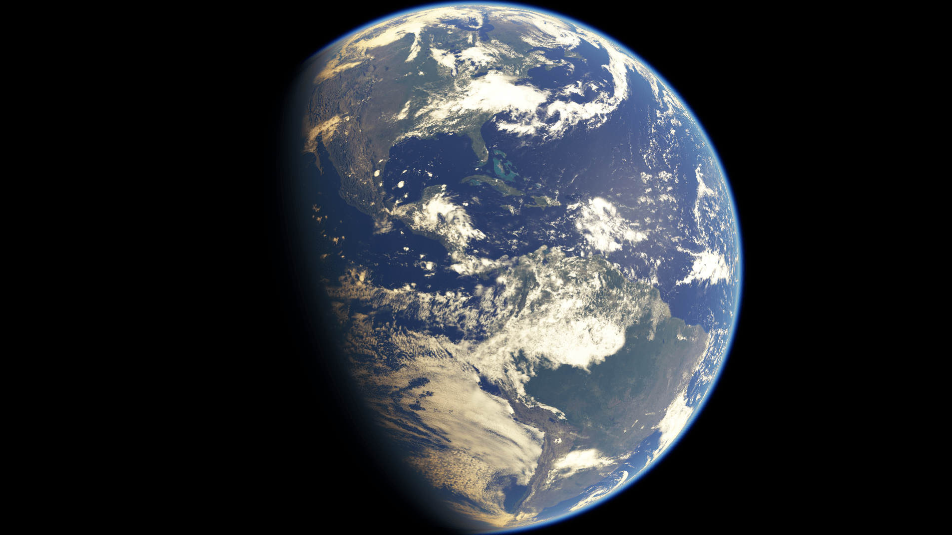 Earth rendered with medium atmospheric scattering settings