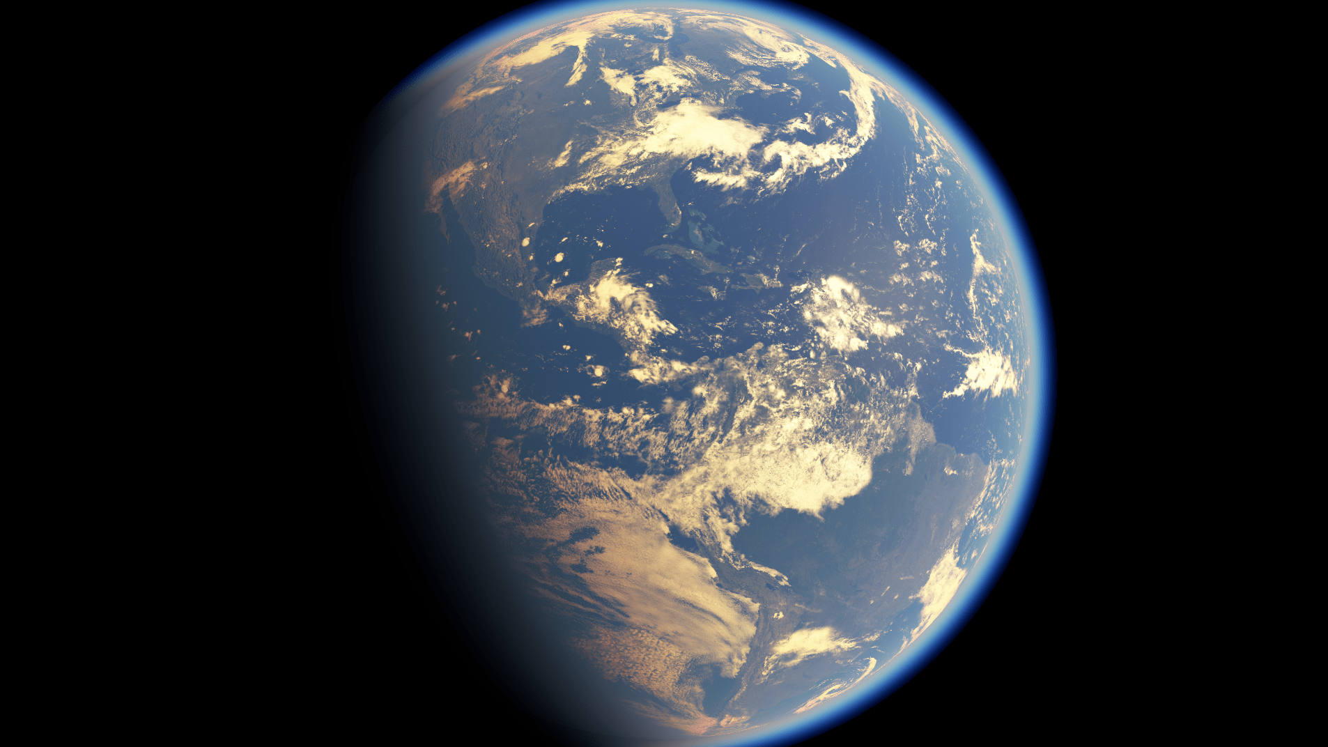 Earth rendered with high atmospheric scattering settings