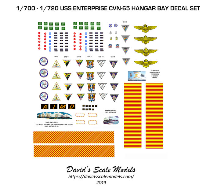 1/700-1/720 U.S. Navy Aircraft Carrier Hangar Bay Decal Set