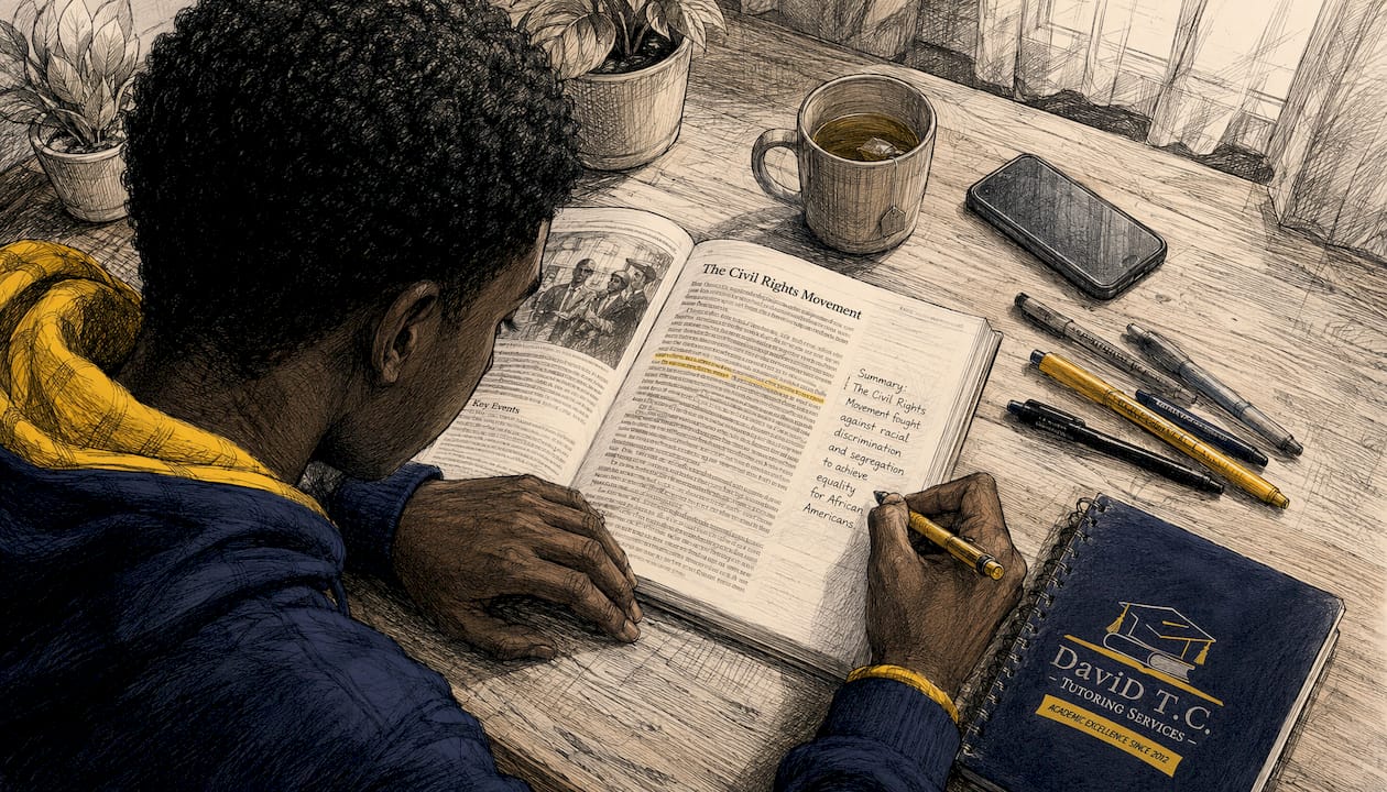 Student writing annotation margin notes