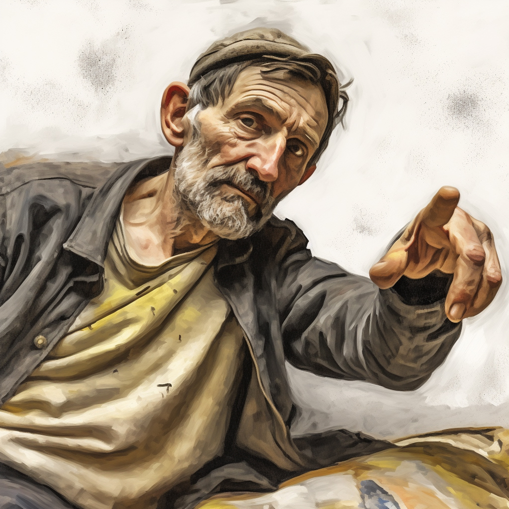 Old Man Pointing, AI Art, 2023