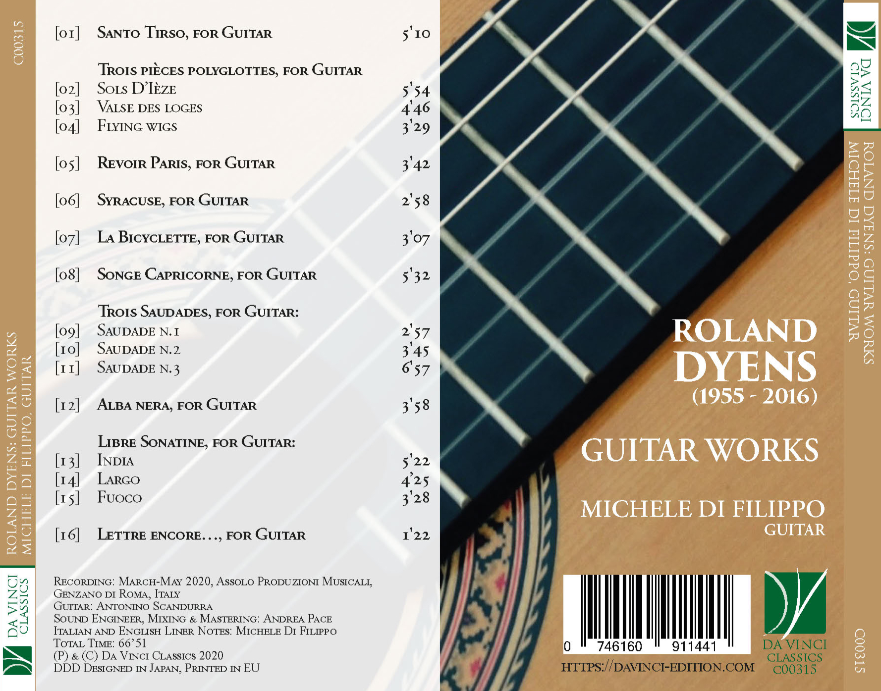 DA VINCI PUBLISHINGRoland Dyens: Guitar Works
