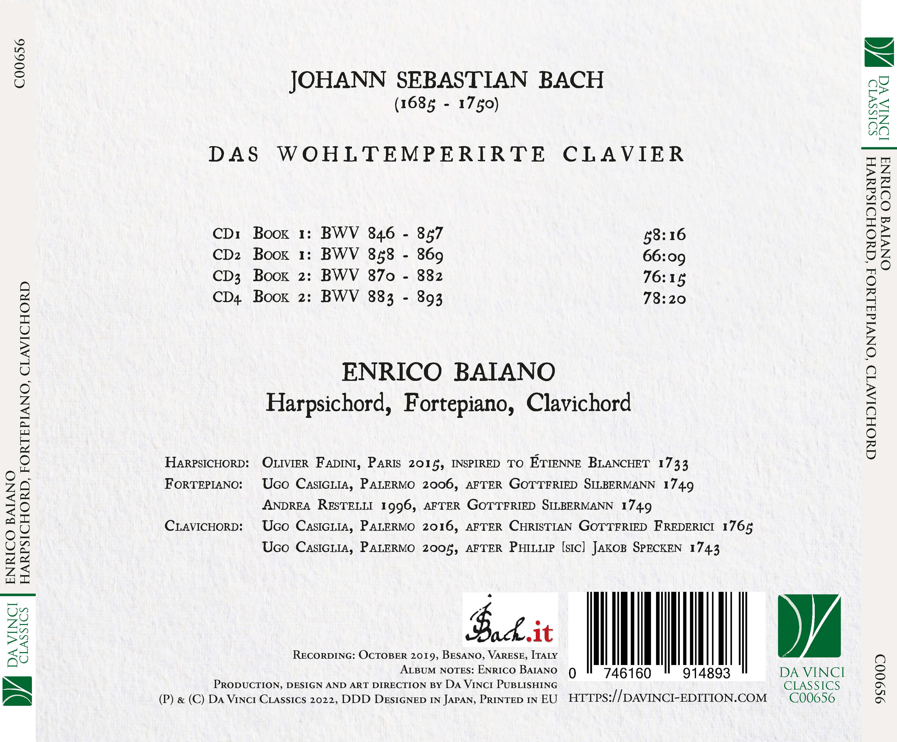 DA VINCI PUBLISHINGJohann Sebastian Bach: Das Wohltemperierte Clavier