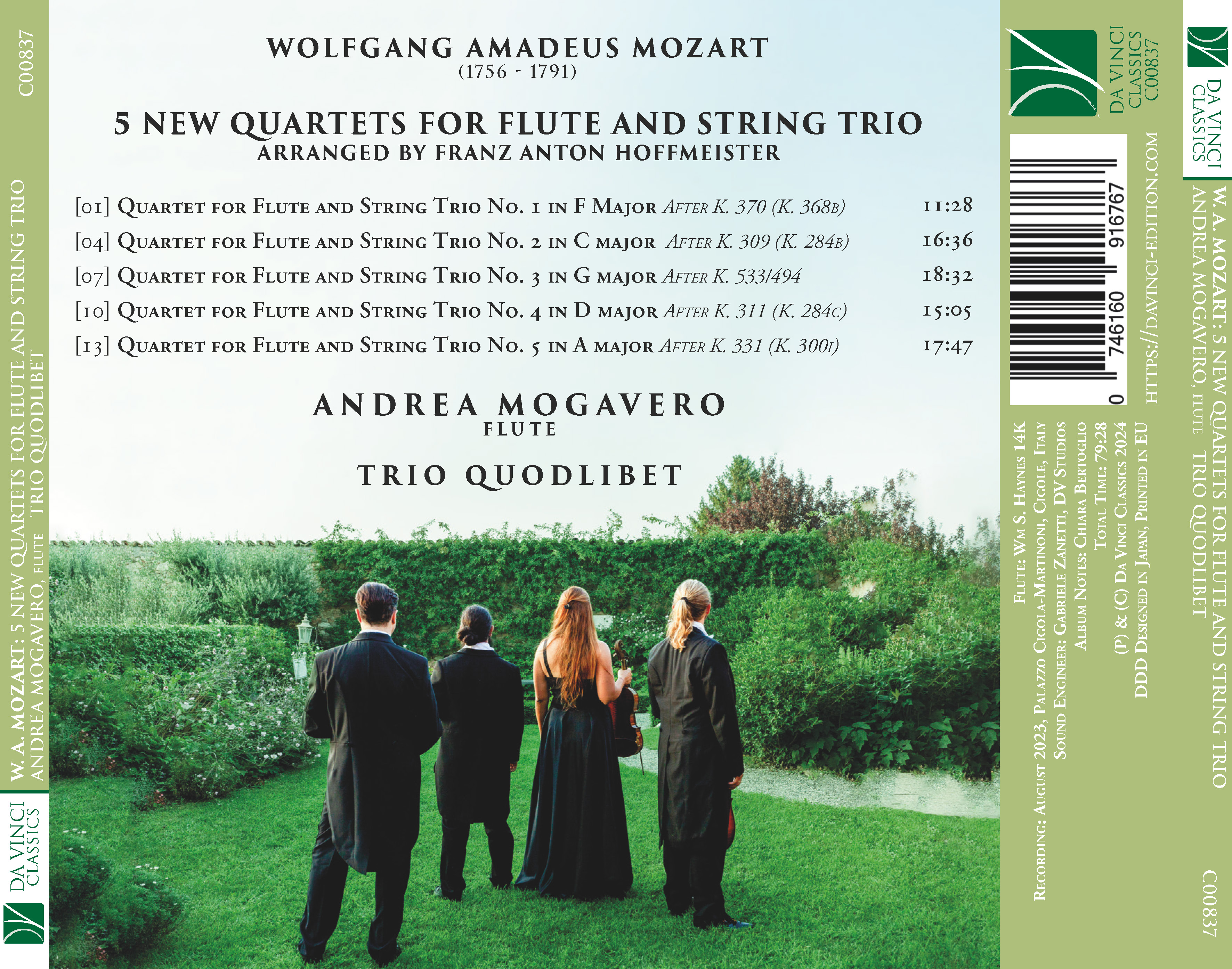 DA VINCI PUBLISHINGWolfgang Amadeus Mozart: 5 New Quartets for