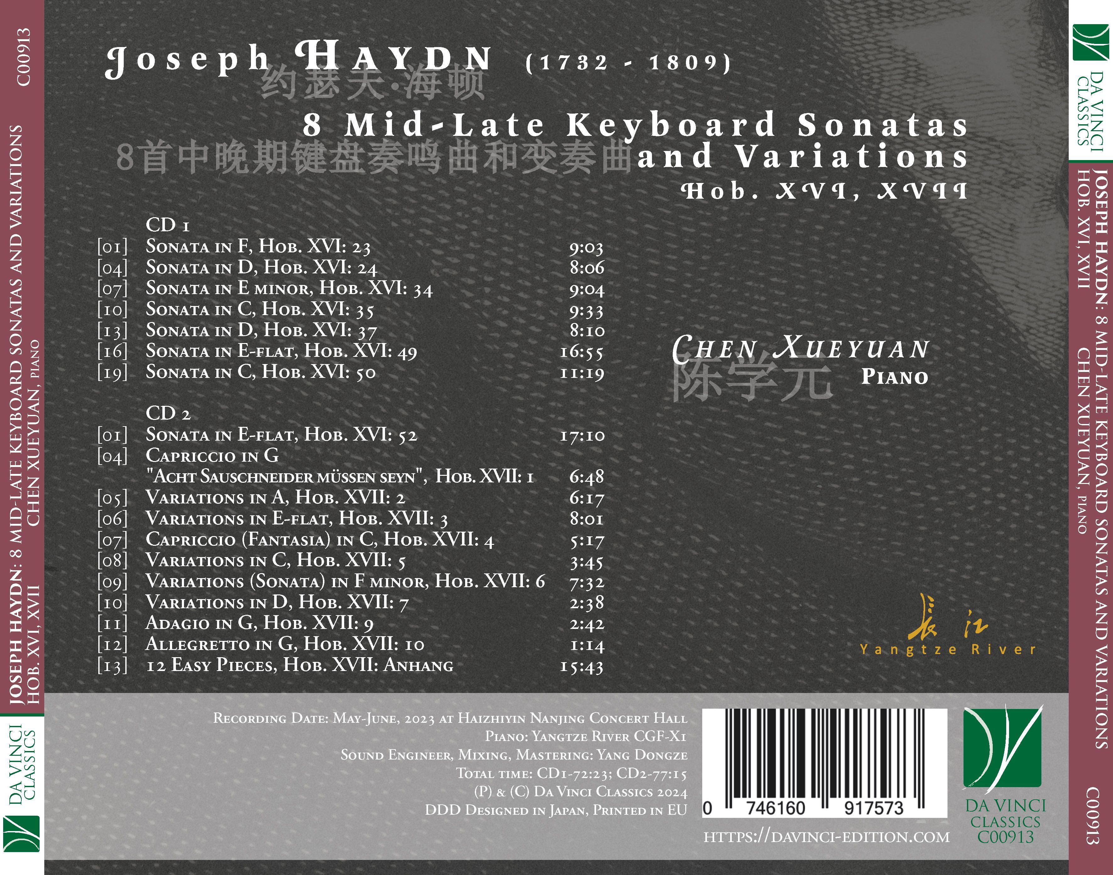 DA VINCI PUBLISHINGJoseph Haydn: 8 Mid-Late Keyboard Sonatas and