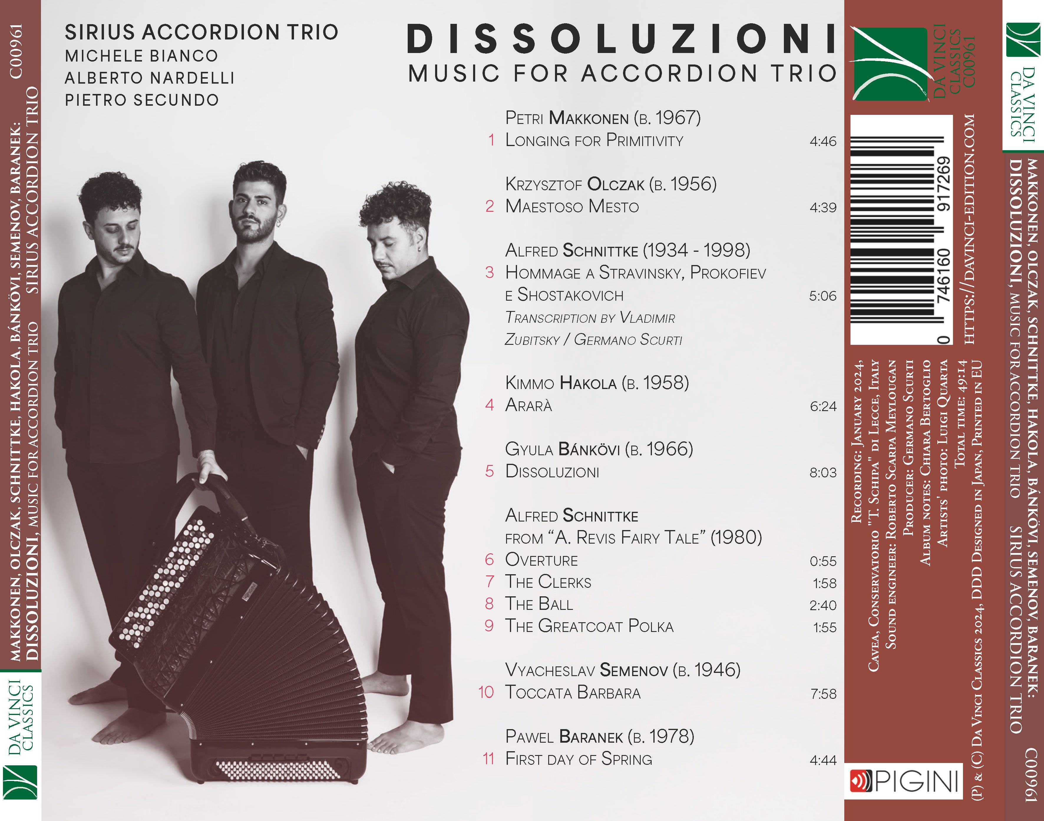 DA VINCI PUBLISHINGDISSOLUZIONI: Music for Accordion Trio