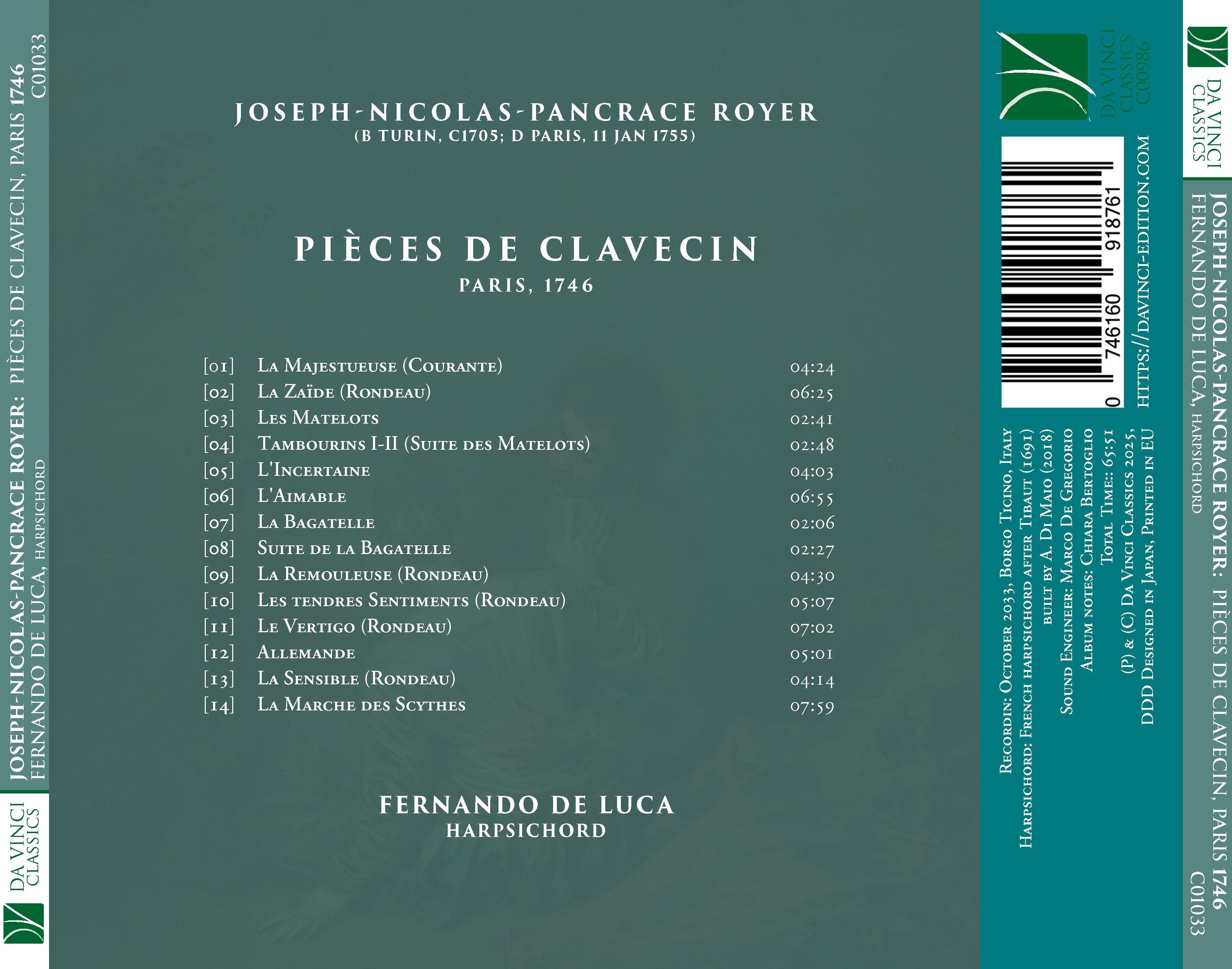 DA VINCI PUBLISHINGJoseph-Nicolas-Pancrace Royer: Pièces de