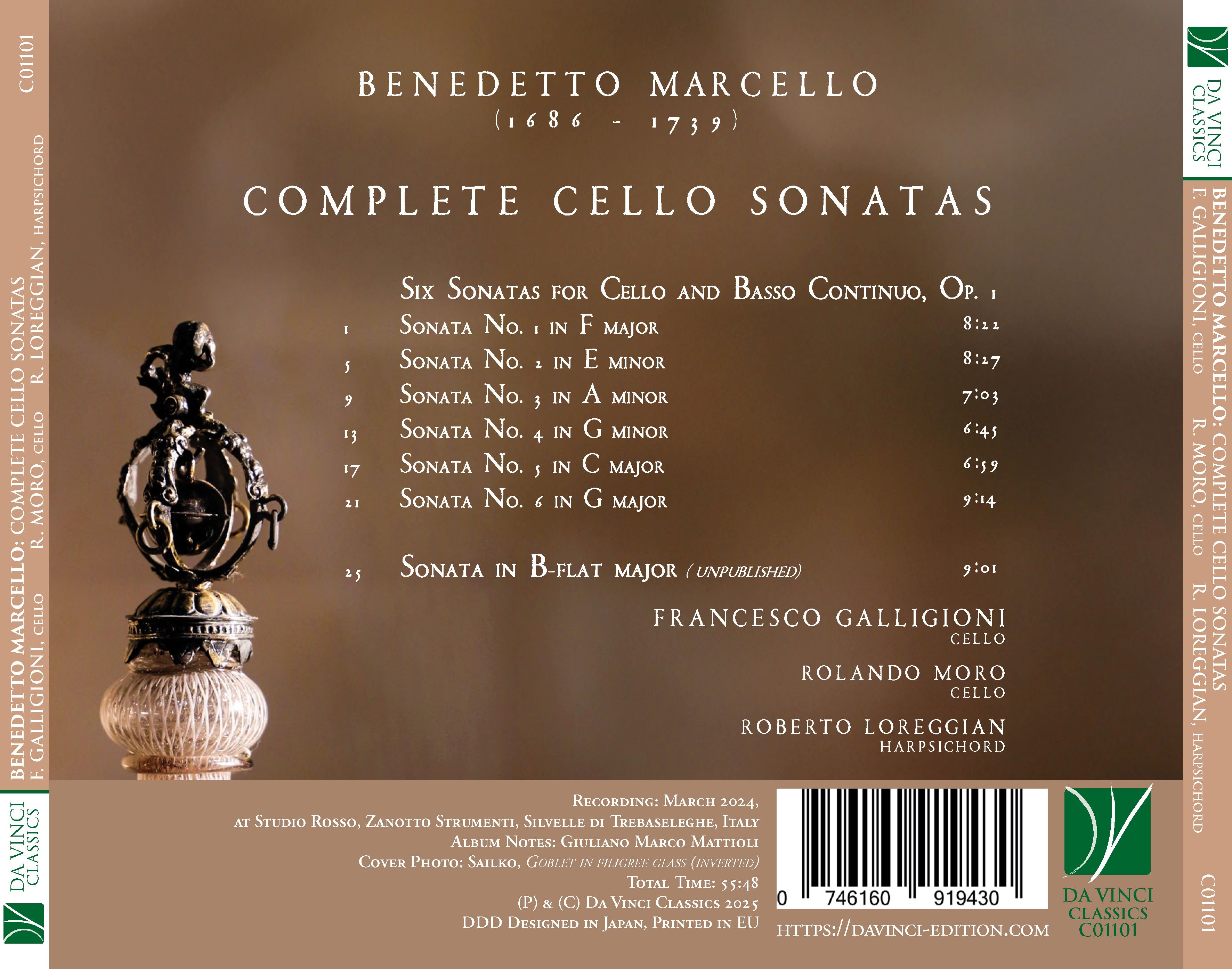 DA VINCI PUBLISHINGBenedetto Marcello: Complete Cello Sonatas