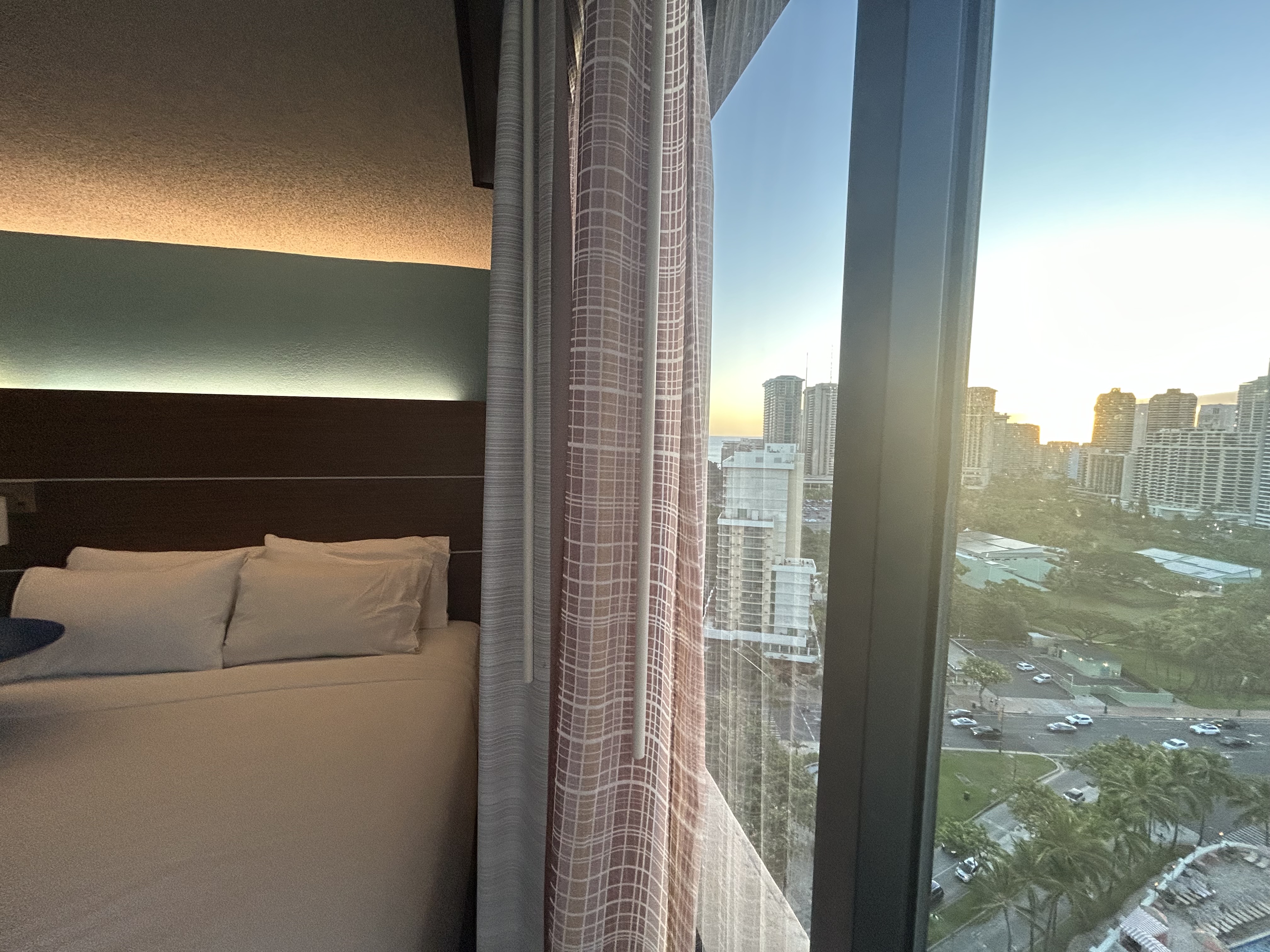 View from hotel room overlooking Waikiki