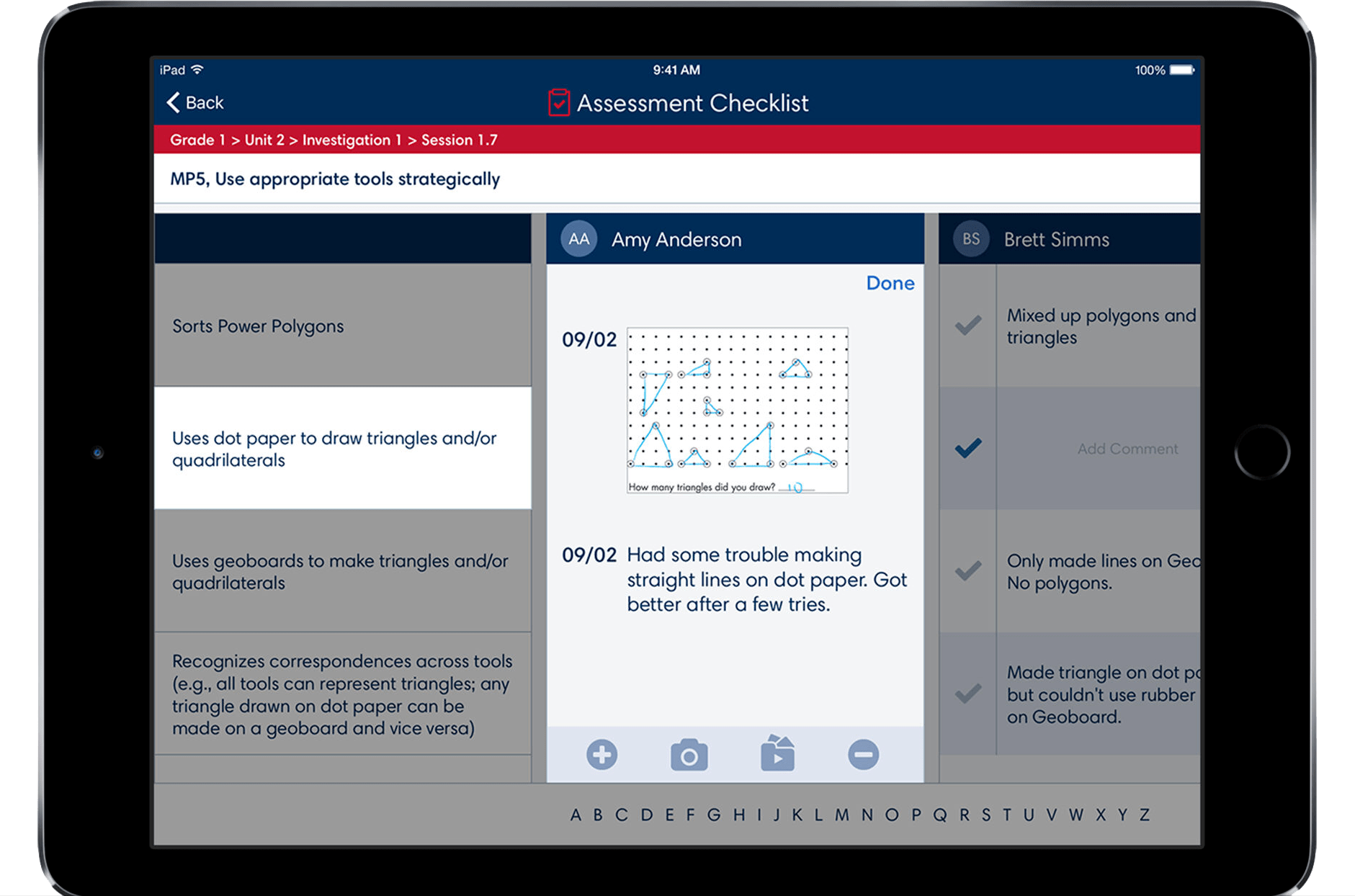 Assessment checklist