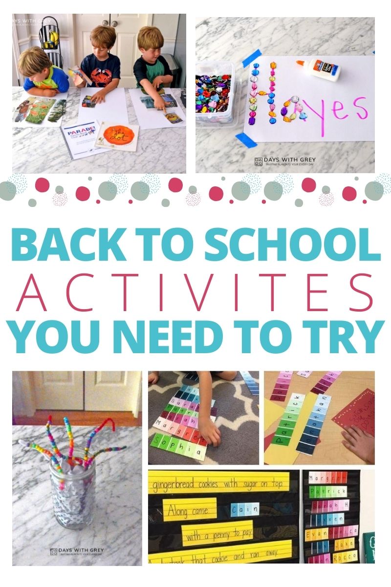 You can make a game of these crafts by counting down five minutes and seeing if you can get each item made well within the time. 5 Activities For The First Week Of School Days With Grey