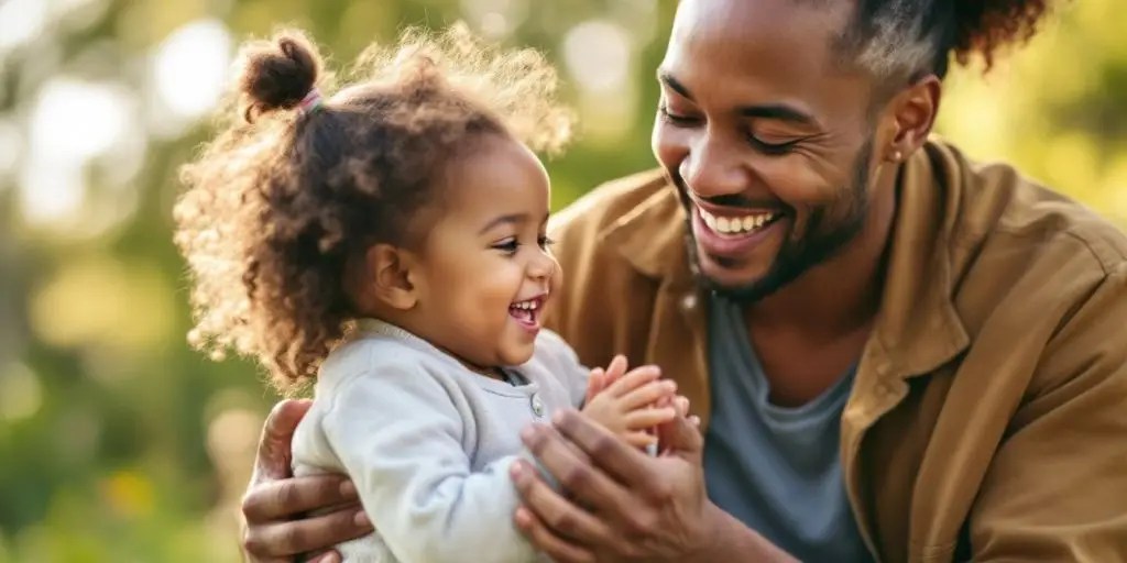 Parent and child enjoying time together outside.