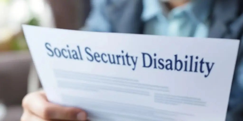Person reviewing Social Security Disability paperwork thoughtfully.