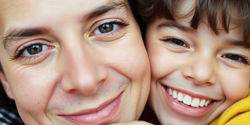 Parent and child smiling