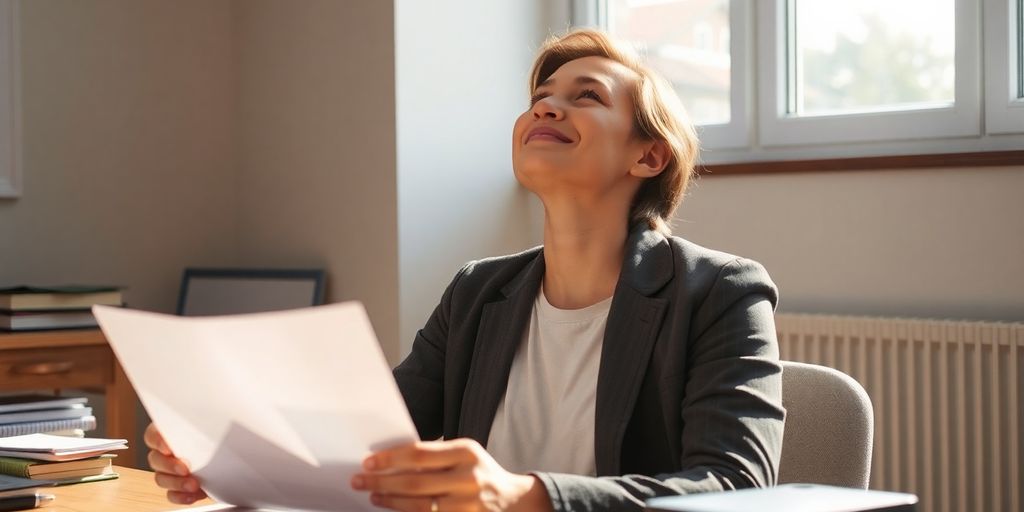 Person looking at a document with relief