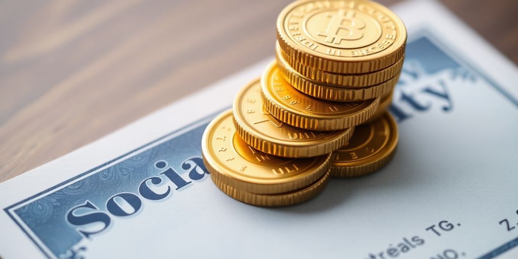 Social Security check with coins and increase.