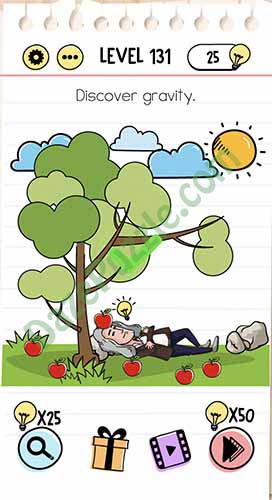 Please click at brain test walkthrough, or use our search system. Brain Test Level 131 Discover Gravity Answer Daze Puzzle