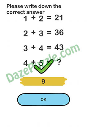 'please write down the correct answer to 4+5′, all the above answers are wrong answers, you have to give . Brain Out Level 45 Updated Please Write Down The Correct Answer Daze Puzzle