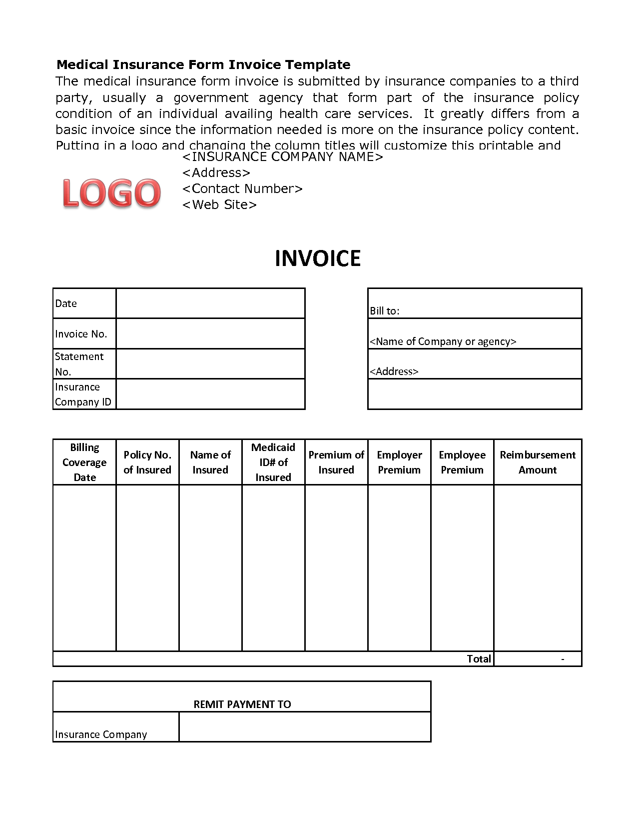medical billing invoice template free db excelcom