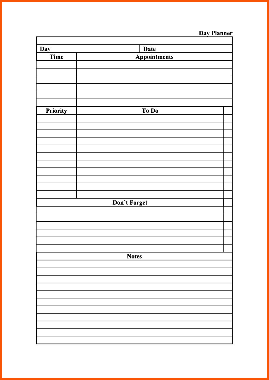 daily planner spreadsheet within 7 day planner templates